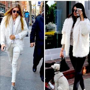 NWT Express white faux fur Sherpa jacket.